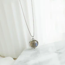 Настоящее S925 чистое серебро, лабрадор ожерелье для женщин ювелирные украшения Природный камень бижутерия ручной работы femme YNC061