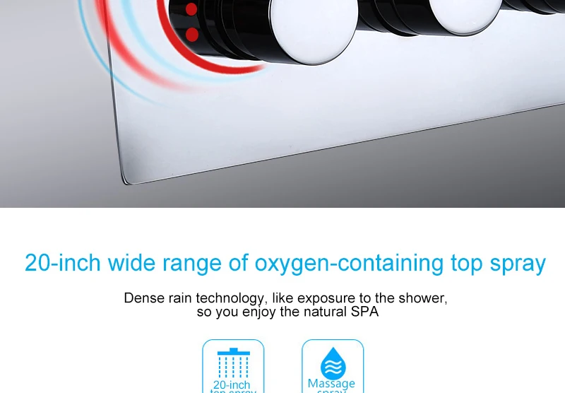 Big 20 Inch Overhead Ceiling LED Rain Spa Shower Head Set Bathroom 5 Function Temperature Controller Shower 3 Wall Body Spray (4)