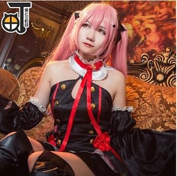

Anime Seraph of the end cosplay Krul Tepes woman's skirts cos Halloween party skirts full set 4in1(Top+skirts+Headwear+collar)