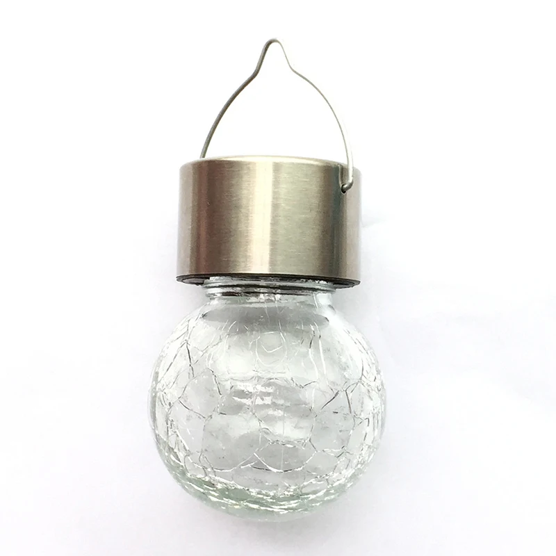 

Color Changing LED Solar Garden Hanging Light Crackle Glass Lantern Ball Patio LO88