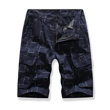 Мужские шорты прямые многокарманные с геометрическим рисунком многоцветные рабочие шорты пять брюк летние высококачественные мужские шорты Карго