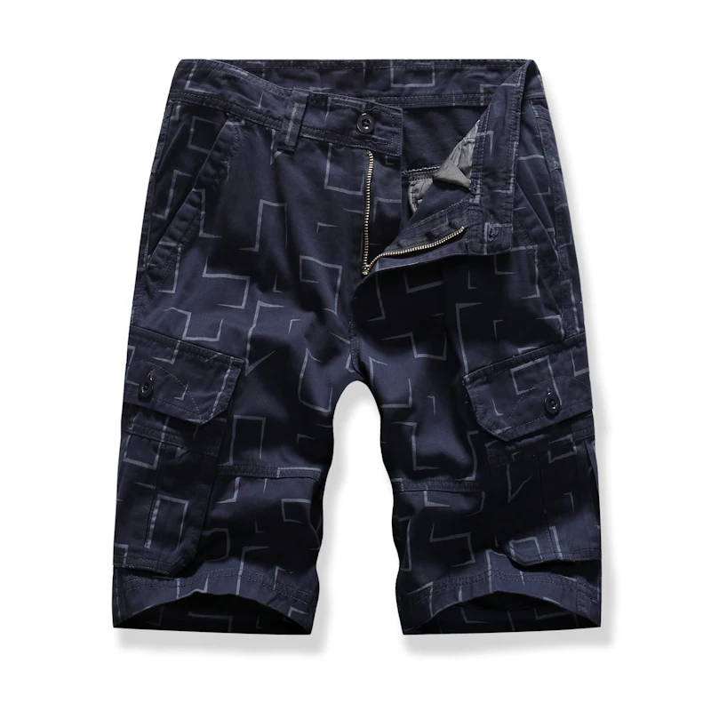 

Men Shorts Straight multi-pocket geometric pattern multi-color tooling shorts five pants Summer High Quality Cargo Shorts Male