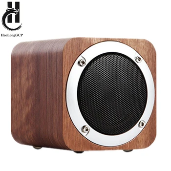 

Cool Wooden Design 5W Mini Wireless Bluetooth Speaker Portable AUX Bluetooth Support FM Audio TF card 1800mAh battery