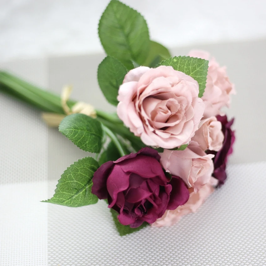 Zonaflor Silk Rose Bouquet European Style Artificial Flower High Quality Bouquet Fake Flowers Wedding Home Party Decoration