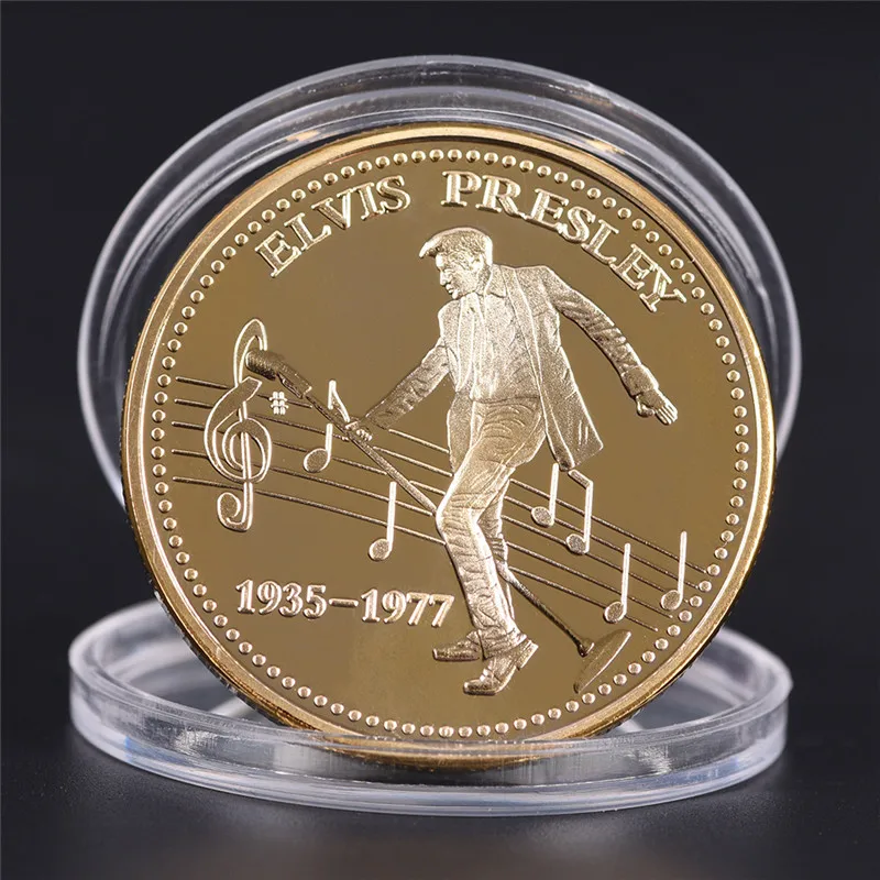 Подарочные монеты Элвиса Пресли 1935-1977 сувенирная монета король N рок-ролл серебро/Золотая монета коллекция медали