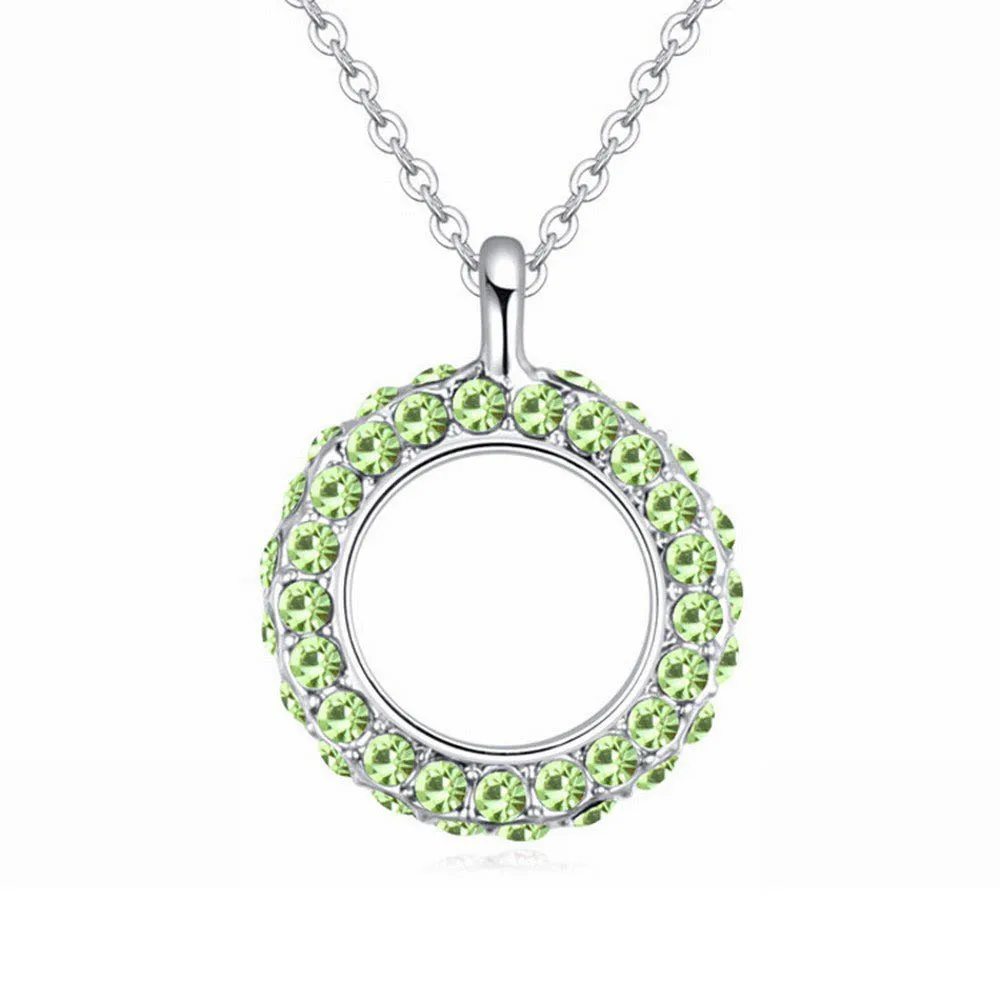 

2016 new arrival charming round pendant necklace Made with Czech crystals 5 colors available good for Bijoux gift