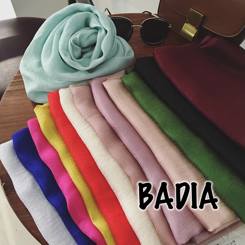 95*180cm One Piece Solid Plain Shinny Scarf Oversize Islam Shawl Head Wraps Soft Long Muslim Silk Linen Shimmer Hijabs 3