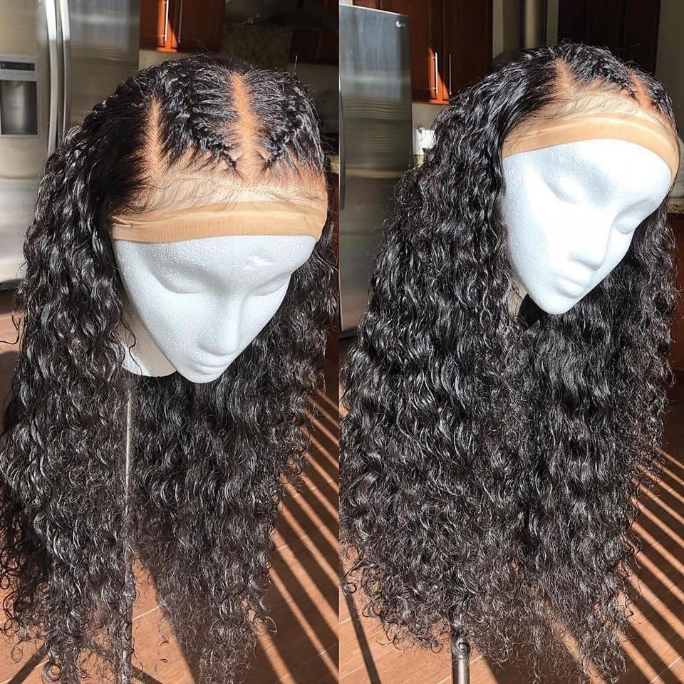 

Water Wave 13x6 Lace Front Human Hair Wigs With Baby Hair Deep Part Pre Plucked Curly Brazilian Remy Hair Wigs For Black Women