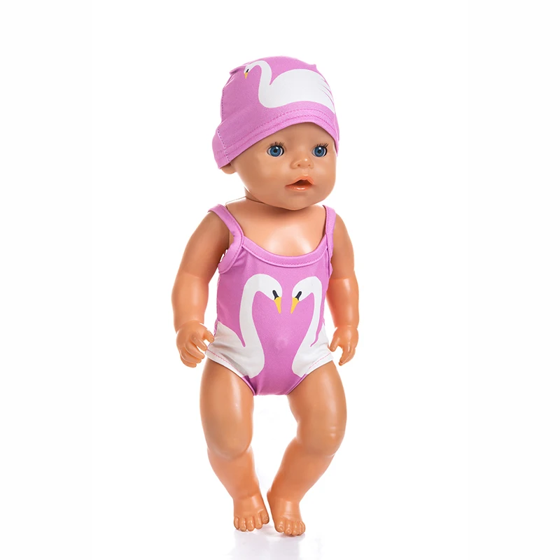 

Born New Baby Fit 18 inch 43cm Clothes For Doll Pink black Flamingo swimsuit Clothes Accessories For Baby Birthday Gift