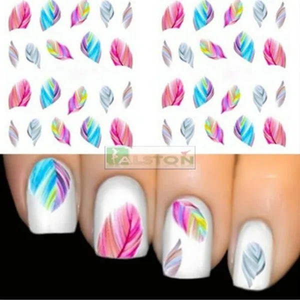 

New Lot 5Pcs fashion feather watermark nail stickers nail stickers nail jewelry wholesale finger nail stickers