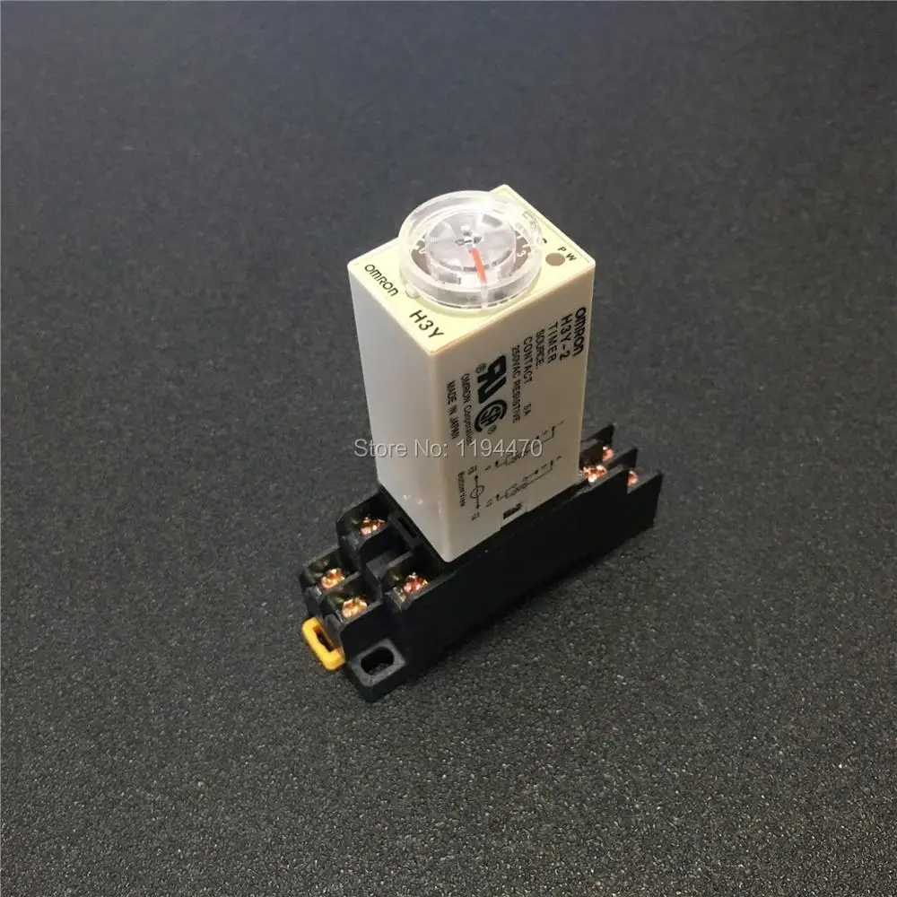 

1 set H3Y-2 H3Y Power On Delay Timer AC 220V 5s 10s 30s 60s Time Relay DPDT 8 Pins 2NO 2NC with PYF08A Socket Base