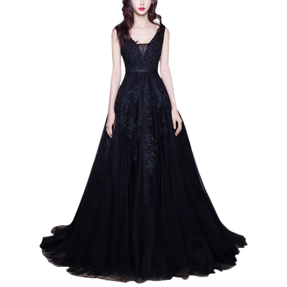 

2019 Fashion Backless Women Ladies Dress for Party Lace Tulle Long Formal Party Dress Wedding Gown Photo Shoot Dresses