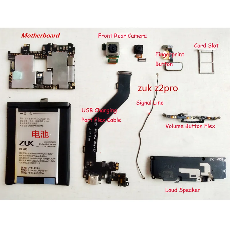 Б/у оригинальная материнская плата для lenovo Zuk Z2 Pro Z2121 задняя Передняя Задняя камера модуль со шлейфом Громкая подводка