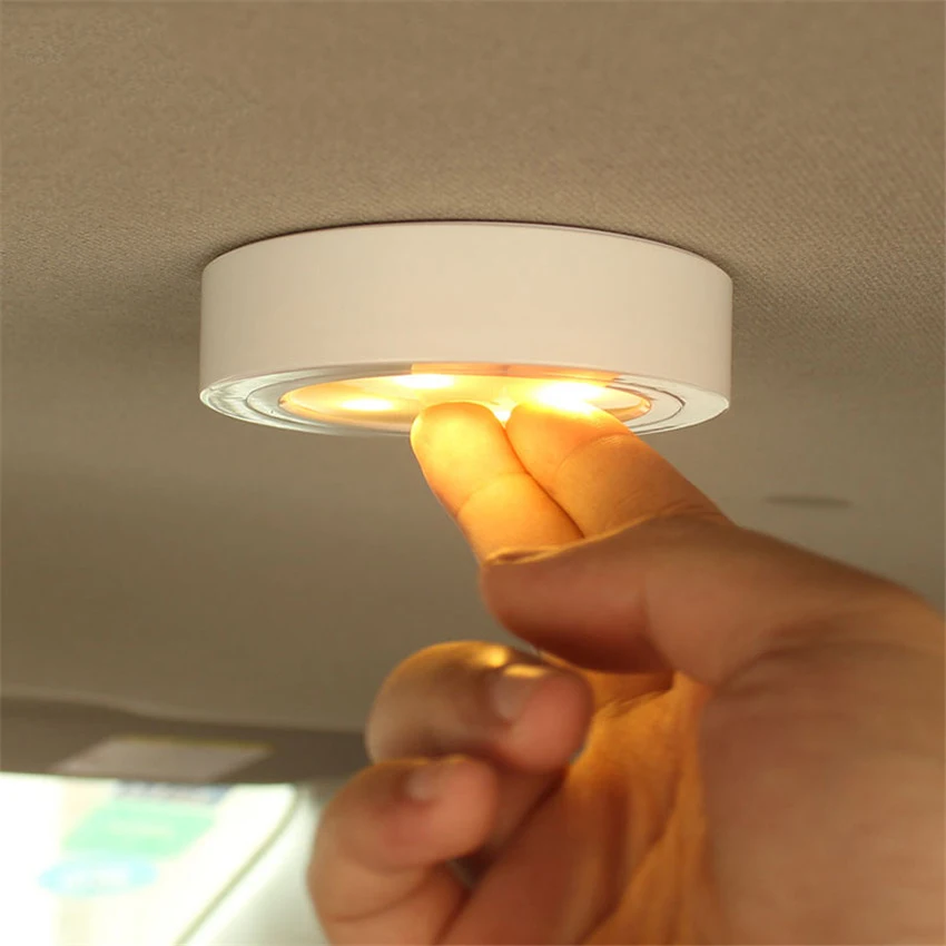 Us 7 55 13 Off 4 Colors Modern Press Round Led Night Light Battery Powered Stick Anywhere Night Lamp For Closet Stairs For Home Lighting In Led
