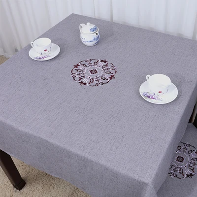 Новая пасторальная тонкая вышитая скатерть высокого класса обеденный стол защитные коврики роскошный чайный столик льняная ткань крышка стола - Цвет: gray Coarse linen