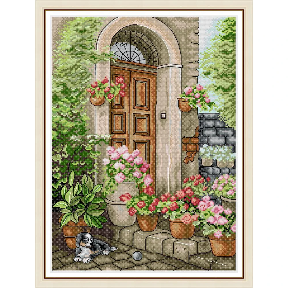 

Everlasting love The porch of summer flowers Chinese cross stitch kits Ecological cotton stamped printed 14 11CT DIY decorations