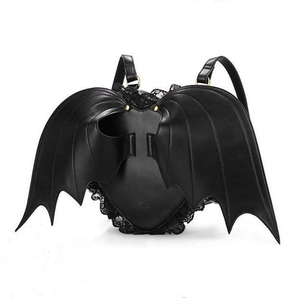 Bat Wings Mochila Girl Backpack Punk Black Stylish Lovely Women Teenage Feminina