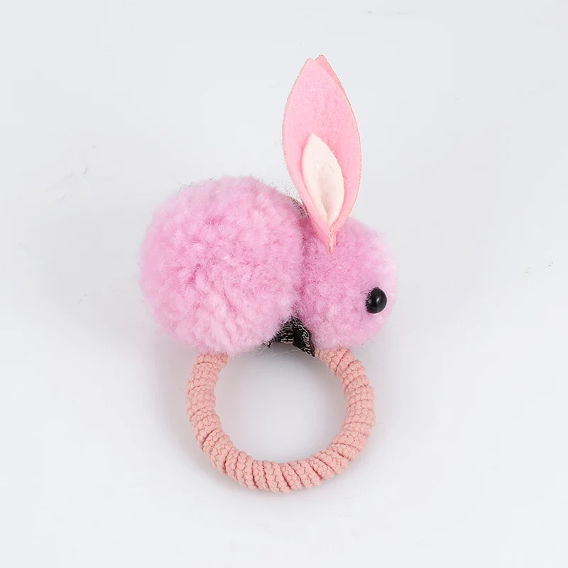 Pink Милые животные волосы мяч кроличьи волосы кольцо женские эластичные резинки волос украшение на голову в Корейском стиле детские аксессуары украшения для волос - Цвет: Pink