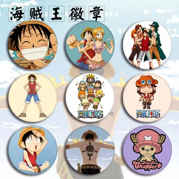 

12 Types ONE PIECE Luffy Cartoon Characters Brooch Pins Broches Round Tinplate Badge Fans Gift Children Toy