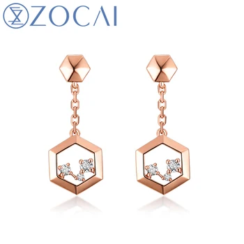 

ZOCAI New Arrival Dangle Earring The Honeycomb Series Real 0.06 CT Diamond Earrings18K Rose Gold JBE90224T