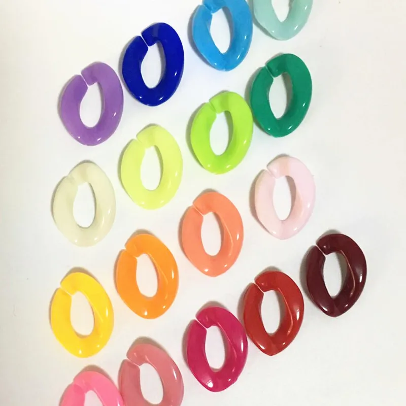

23*17mm DIY accessories mix solid color acrylic beads plastic chain jewelry findings opening resin twist jump ring multicolor