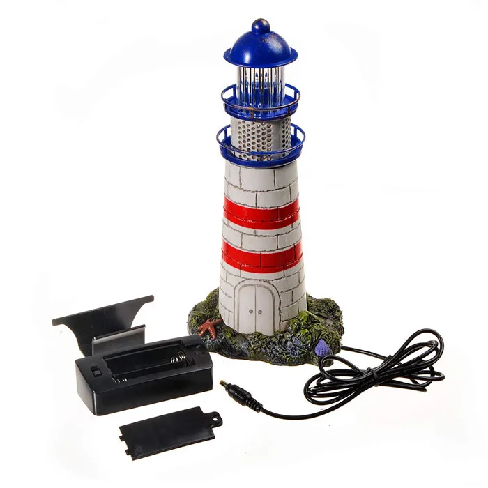 

Saim Fish Tank Ornaments Aquarium Lighthouse Decorations with Colorful Rolling Beads Resin and Plastic Aquarium Landscape Decor