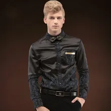 Элитный бренд летние элегантные бизнес отдыха в полоску Одежда с длинным рукавом дизайн рубашки для мальчиков для мужчин банкет кружево