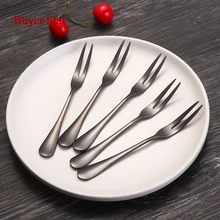 4pcs Set Cheap Cutlery Eco friendly Fruit Fork Set Table Steel Small Salad Fork Party Dinner