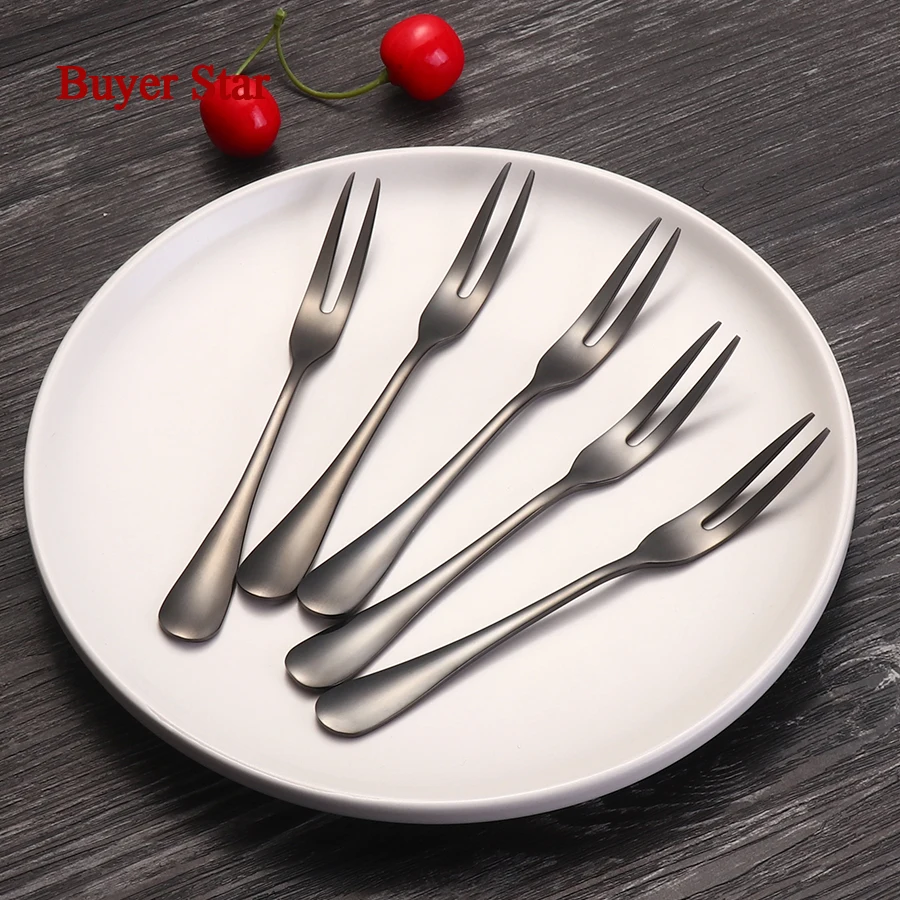 4pcs Set Cheap Cutlery Eco friendly Fruit Fork Set Table Steel Small font b Salad b