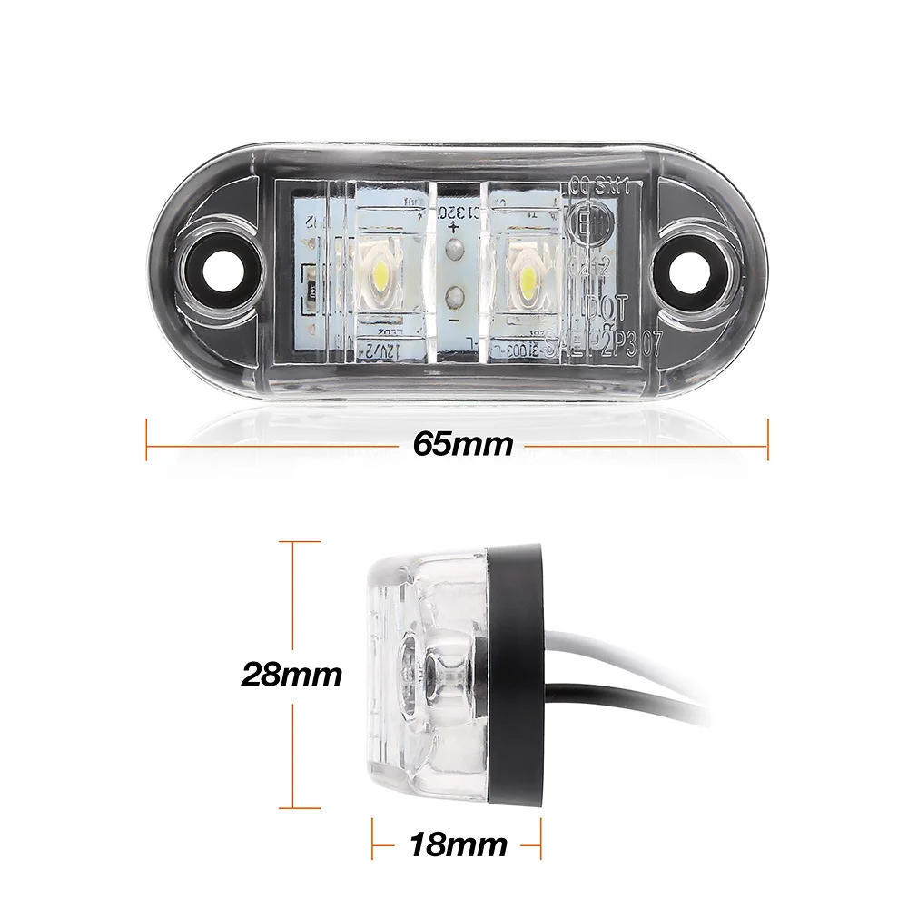 2 шт. 12 В/24 В светодиодные, боковые, габаритные фонари, автомобильные Внешние Предупреждение ющий задний светильник, автомобильные фары для прицепа, грузовика, белого цвета