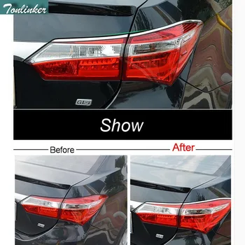 

Tonlinker Rear Headlight Eyebrow Cover stickers For TOYOTA Corolla Altis 2014-17 Car Styling 4 PCS Stainless Steel Cover sticker