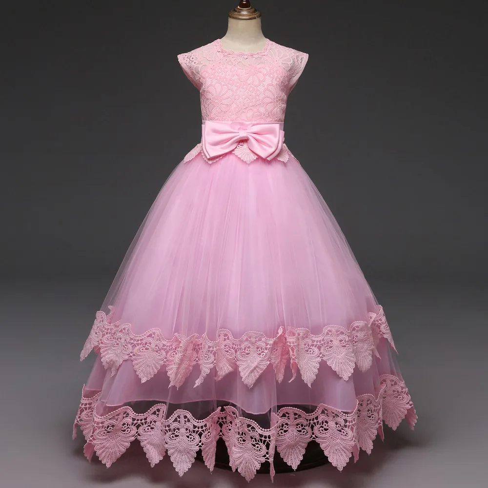 Lace Teen Girls Dress 2018 New Tule Child Wedding White Princess Pageant Gown Bridesmaid Dresses For Kids Party Evening Clothing (3)