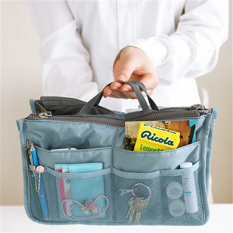 المنظم إدراج حقيبة النساء النايلون السفر إدراج منظم حقيبة يد محفظة كبيرة بطانة سيدة ماكياج التجميل حقيبة رخيصة الإناث حمل