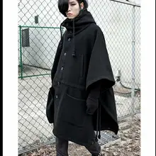 Плащ с капюшоном, плащ, мужская куртка с длинными рукавами, Корейская Молодежная мужская длинная куртка, свободный рукав летучая мышь, пальто весна и осень