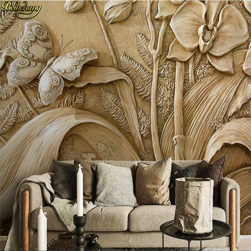 

beibehang Custom photo wallpaper mural 3D three-dimensional embossed orchid butterfly background wall paper papel de parede