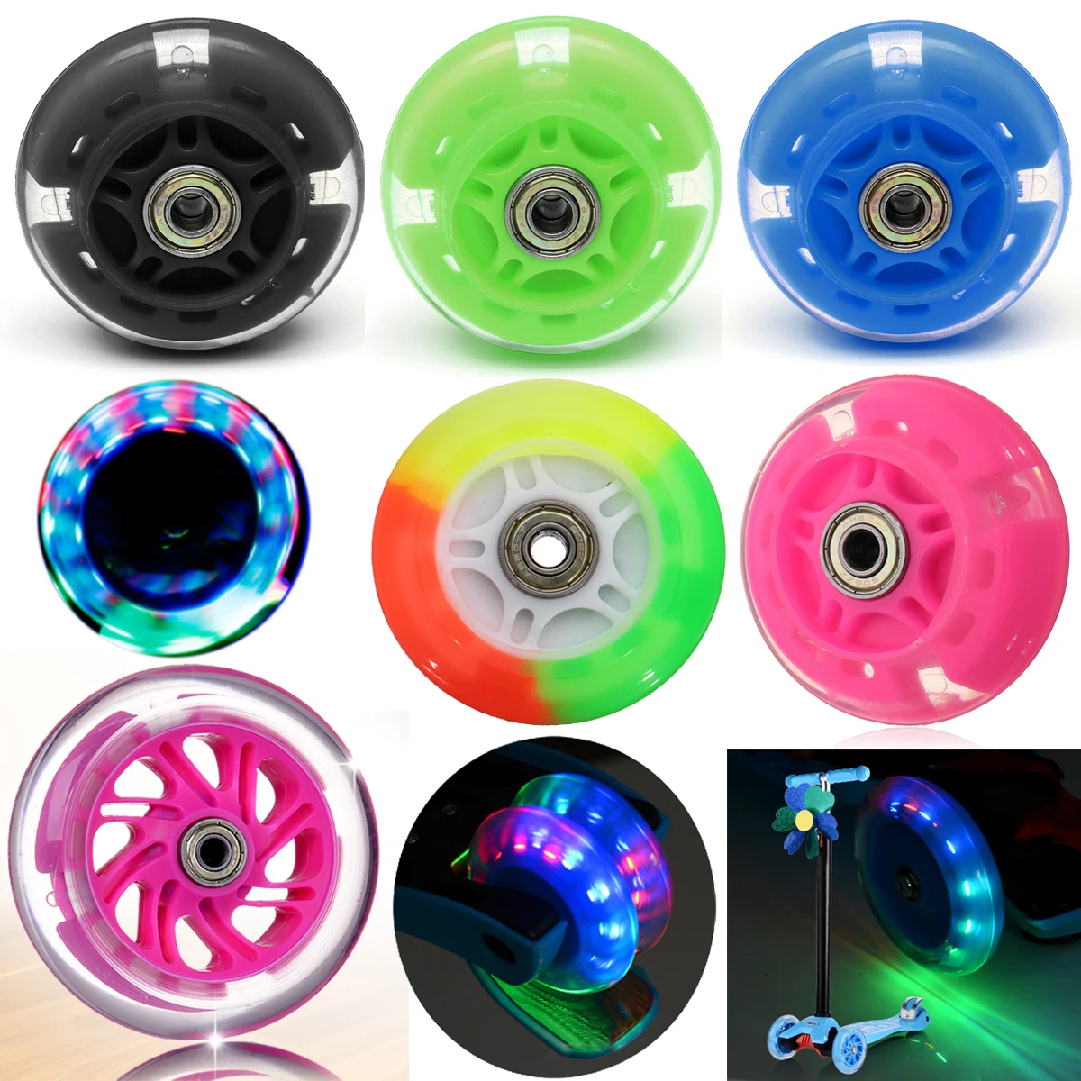 2PCS Scooter Wheel LED Flash Light Up Scooter Wheel for Mini Micro Scooter with 2 ABED-7 Bearings 80mm 100mm 120mm 2PCS Scooter Wheel LED Flash Light Up Scooter Wheel for Mini Micro Scooter with 2 ABED-7 Bearings 80mm 100mm 120mm