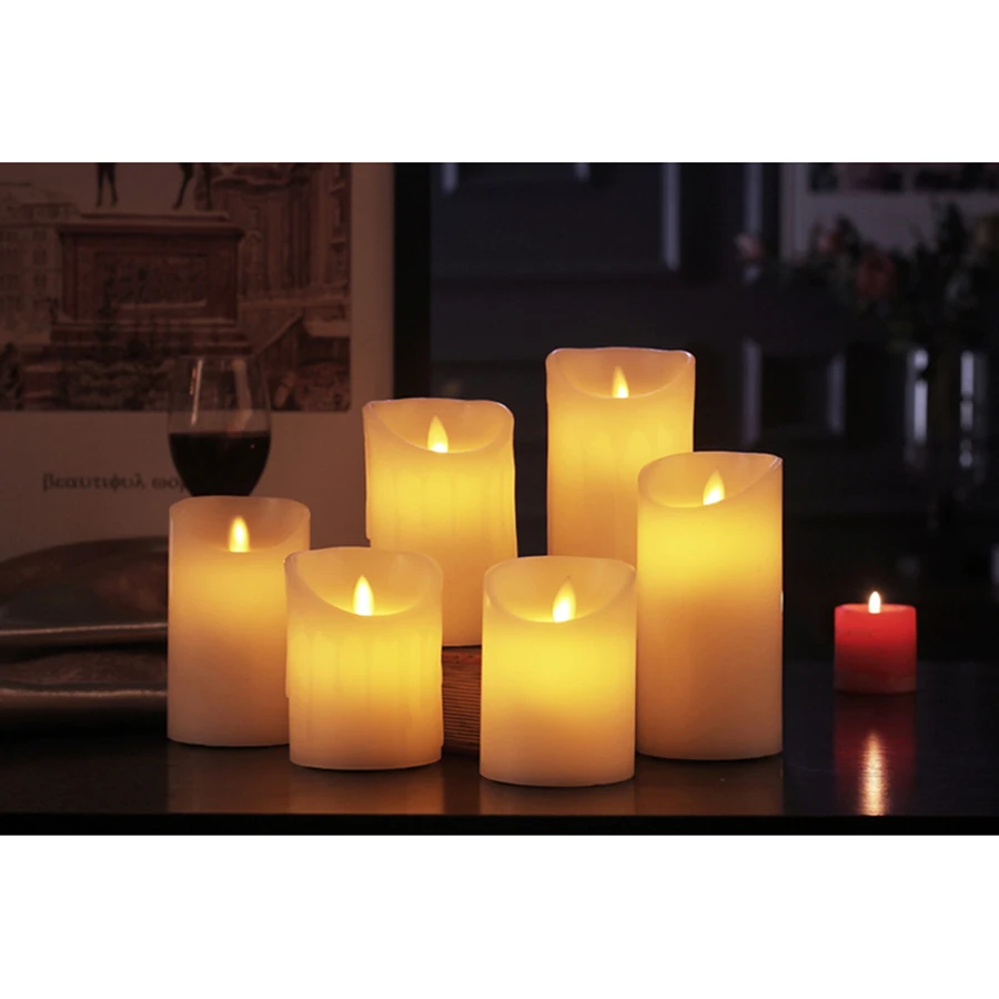 Светодиодные свечи с дистанционным управлением, светодиодные свечи с мерцающим пламенем, свадебные Кандель, украшение для дома, непламенная лампа, электронная лампа 6A039