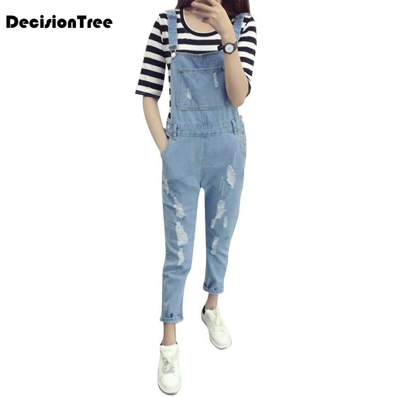 

2019 summer jeans overalls women Cool Denim Jumpsuit Ripped Holes slit bodycon jumpsuit femal Hollow Out Slim Rompers catsuit