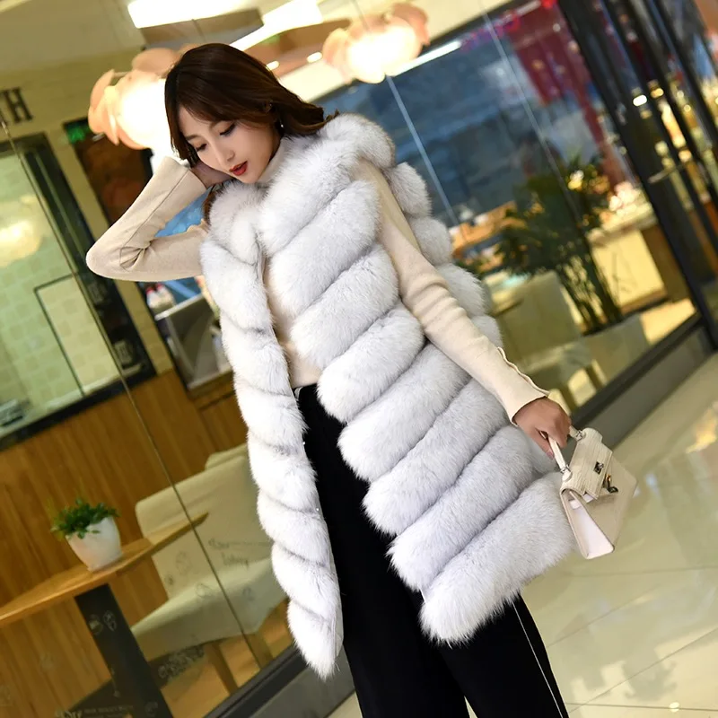 

Fox hair vest fur coat long vest lady autumn and winter new whole leather horse clip slimAutumn and winter coat fox skin