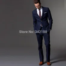 Мужские свадебные смокинги темно-синего цвета, облегающие синие мужские костюмы(пиджак+ брюки+ галстук+ карман)/костюмы для выпускного вечера