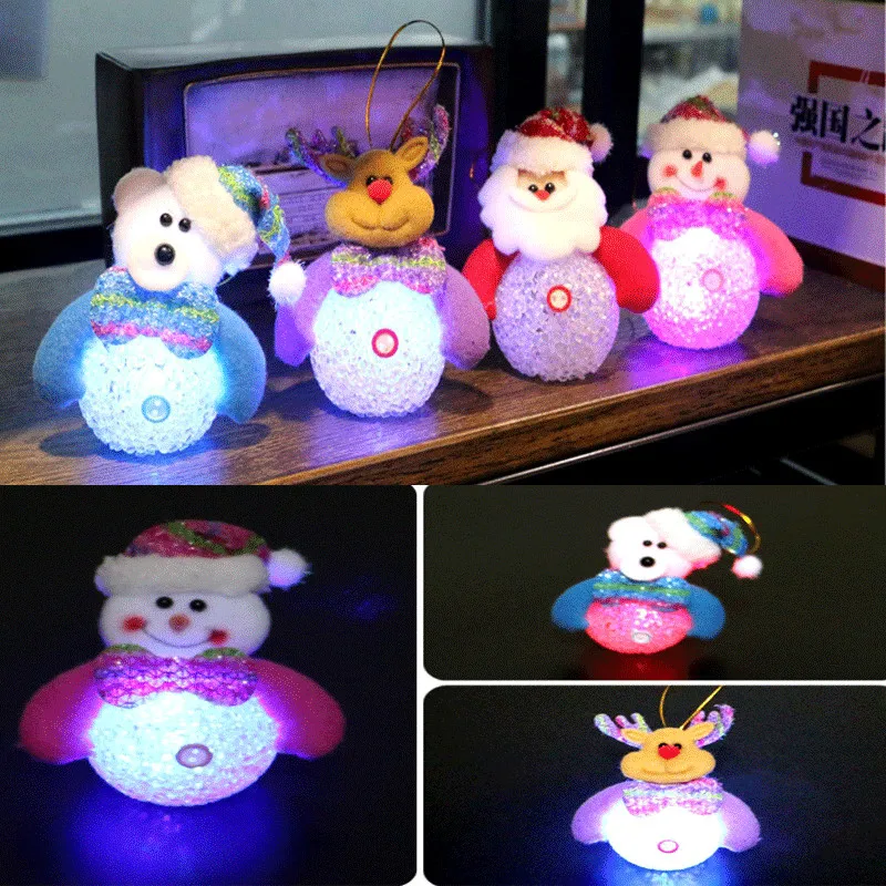 

Cute LED Santa Elk Snowman Bear Christmas Tree Small Pendants Drop Christmas Decorations for Home Navidad New Year Decoracion