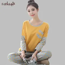 Весенне-осенняя Хлопковая пижама с длинным рукавом, женские костюмы, пижама Mujer, пижама Femme, пижама, домашняя одежда E0752