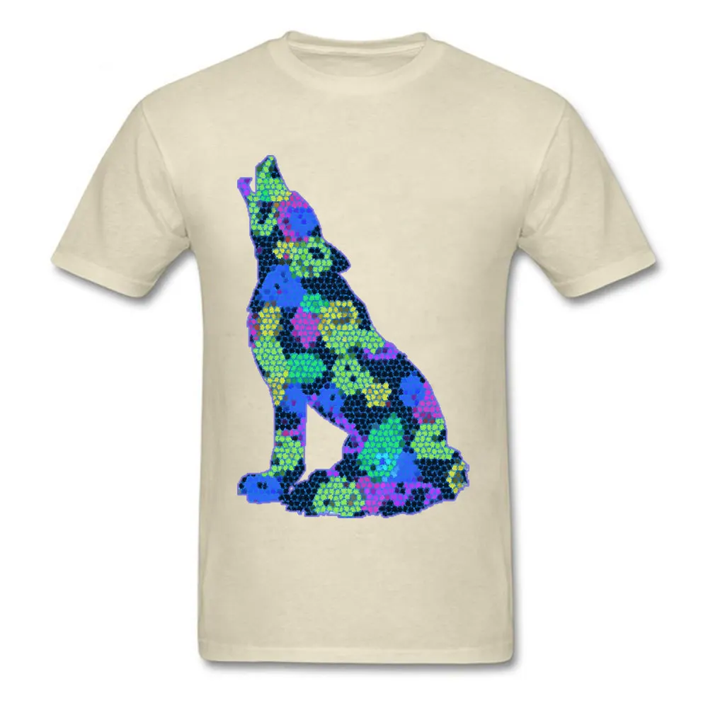 2018 Hot Sale Men Tops & Tees mosaic wolf Hip hop T-shirts 100% Cotton Short Sleeve Classic Tops Tees O-Neck Wholesale mosaic wolf beige