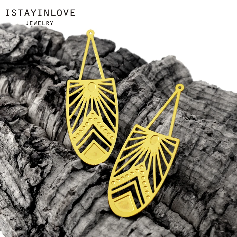 

Handmade Jewelry Making Supplies Pendant Cut Metal Raw Brass Etched Geometric Charm For DIY Necklace Earring Brooch RD419 2
