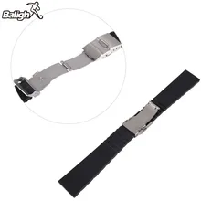Black Silicone Rubber Waterproof Men& Women Watch 20 22 MM Strap Band Deployment Buckle Watch Band men silicone rubber wrist watch strap band waterproof with deployment clasp red orange blue coffee