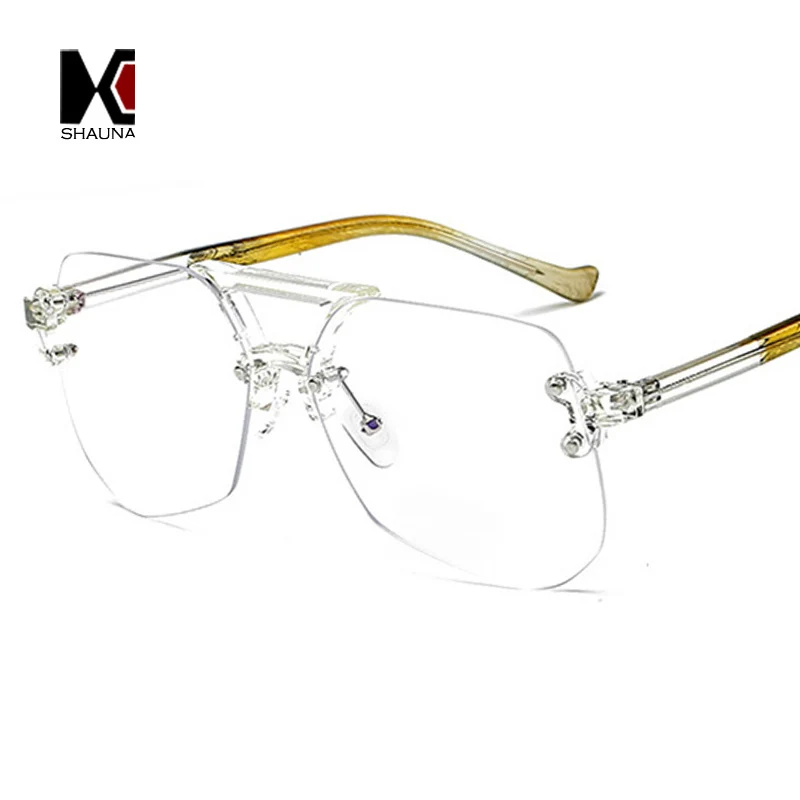

SHAUNA Anti-Blue Rays Women Rimless Glasses Frame Classic Men Men Eyeglasses UV400