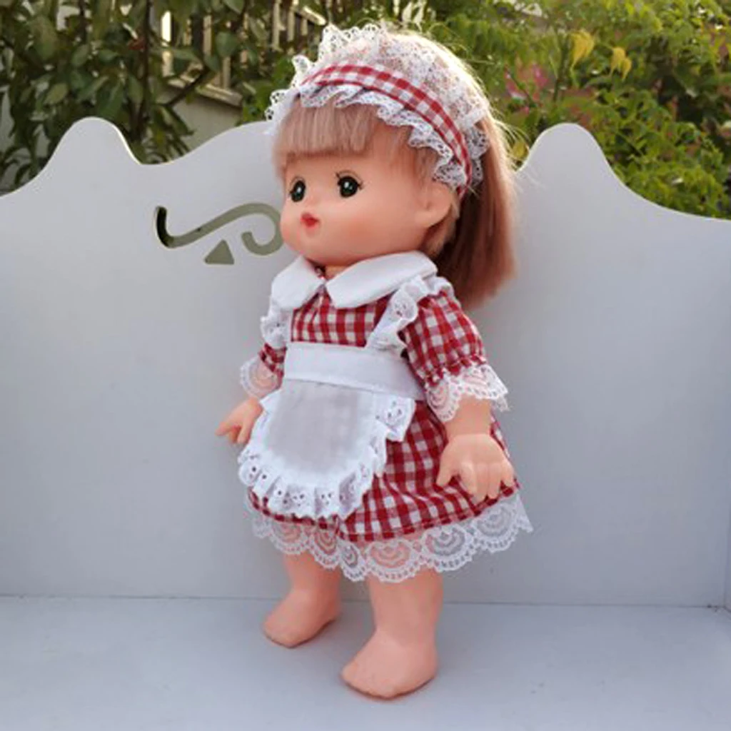 3 Pieces Cute Clothing Loungewear Lace Dress Skirt Headwear Sockings Set For 25cm Mellchan Doll Outfits Clothes Accessories