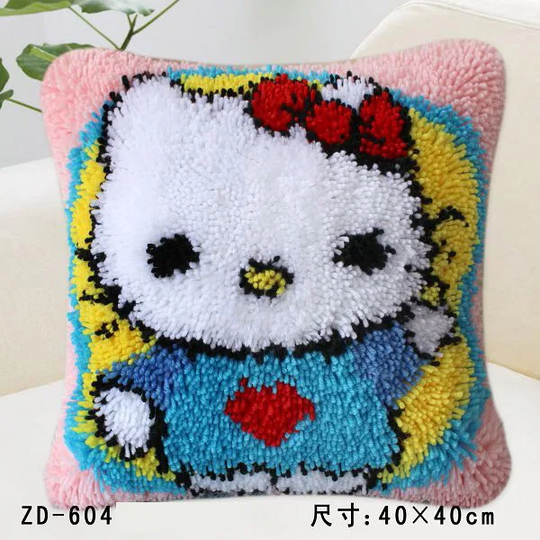

ZD604 Pillow Cushion Latch Hook Kit Embroidery DIY Craft Cross Stitch Needlework Embroidery Counted Cross-Stitching Kit Set