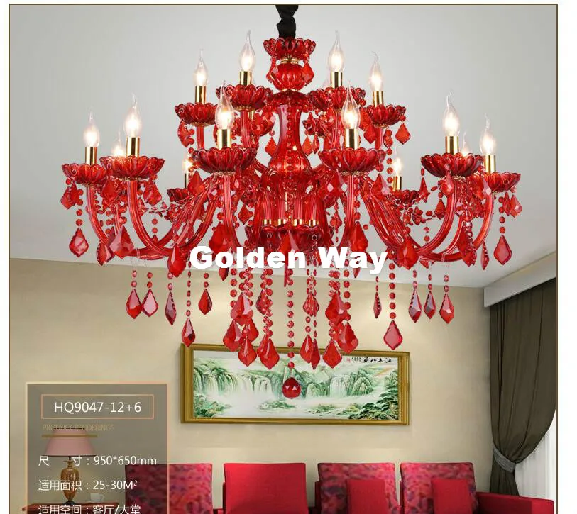 

European Modern Red Gold K9 Crystal Chandelier Lustre Crystal Chandeliers Light Lustres De Cristal Chandelier LED Villa Lighting