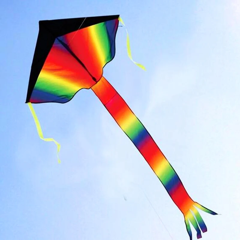 Free shipping high quality 2m large rainbow delta kites children kites with handle line kite